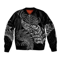 Aotearoa Personalized Lawn Bowls Maori Sleeve Zip Bomber Jacket New Zealand Black Tribal Silver Fern - Polynesian Pride
