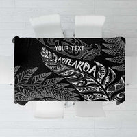 Aotearoa Personalized Lawn Bowls Maori Tablecloth New Zealand Black Tribal Silver Fern - Polynesian Pride