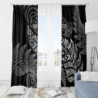 Aotearoa Personalized Lawn Bowls Maori Window Curtain New Zealand Black Tribal Silver Fern - Polynesian Pride