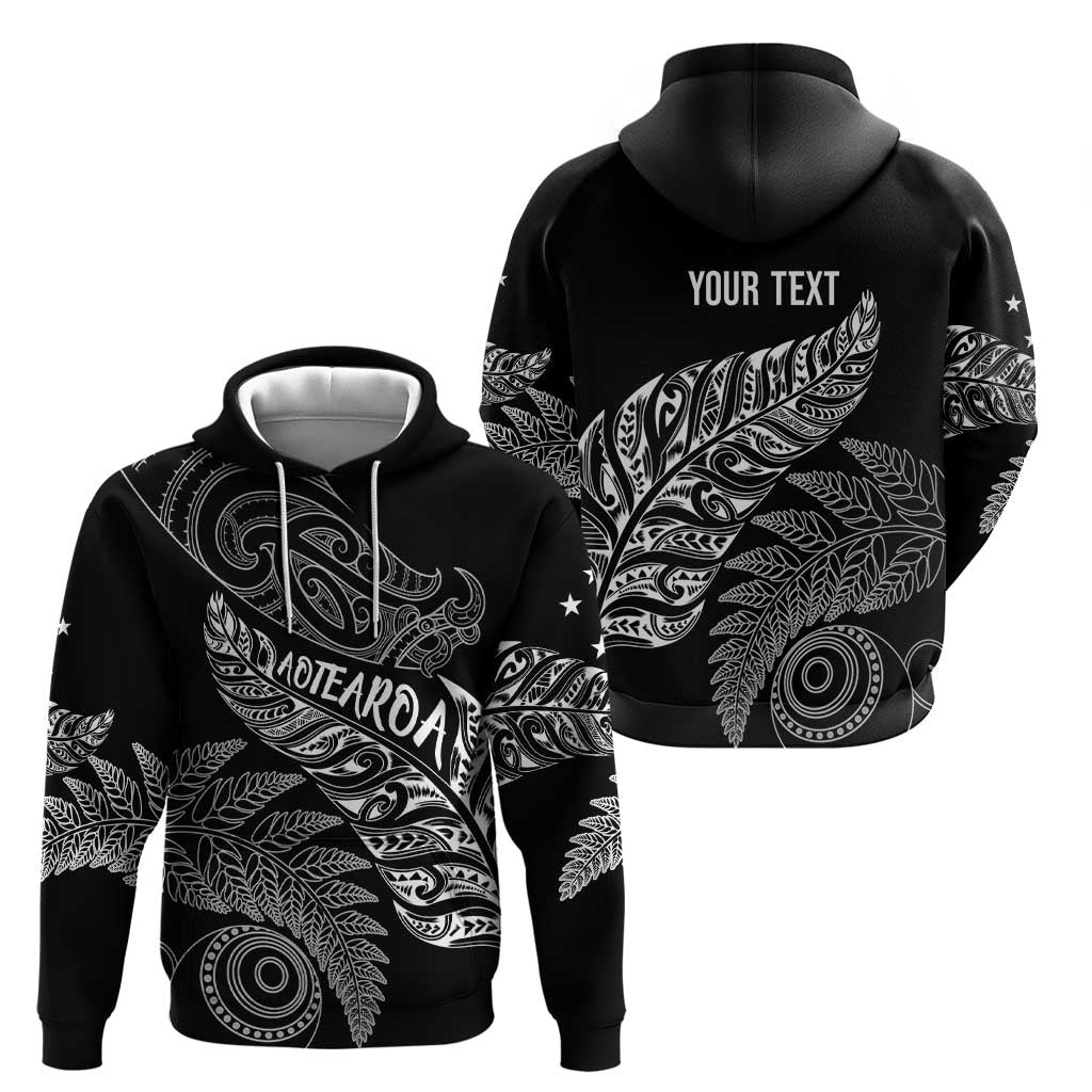 Aotearoa Personalized Lawn Bowls Maori Zip Hoodie New Zealand Black Tribal Silver Fern - Polynesian Pride