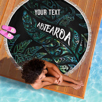 Aotearoa Personalized Lawn Bowls Maori Beach Blanket New Zealand Paua Shell Tribal Silver Fern - Polynesian Pride