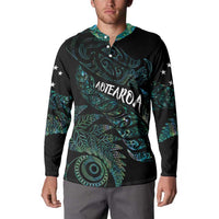 Aotearoa Personalized Lawn Bowls Maori Button Sweatshirt New Zealand Paua Shell Tribal Silver Fern - Polynesian Pride