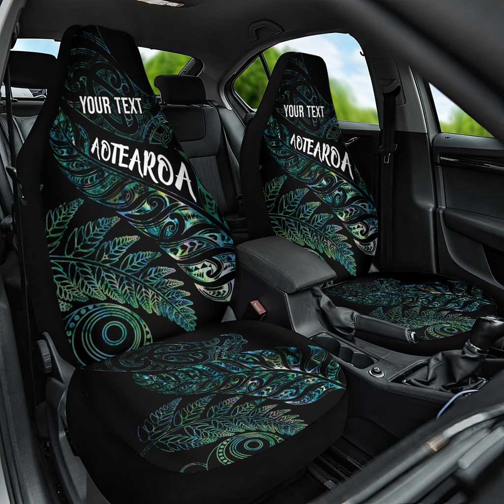 Aotearoa Personalized Lawn Bowls Maori Car Seat Cover New Zealand Paua Shell Tribal Silver Fern - Polynesian Pride
