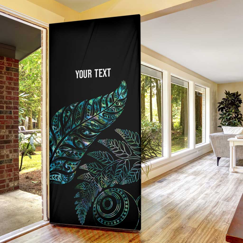 Aotearoa Personalized Lawn Bowls Maori Door Cover New Zealand Paua Shell Tribal Silver Fern - Polynesian Pride