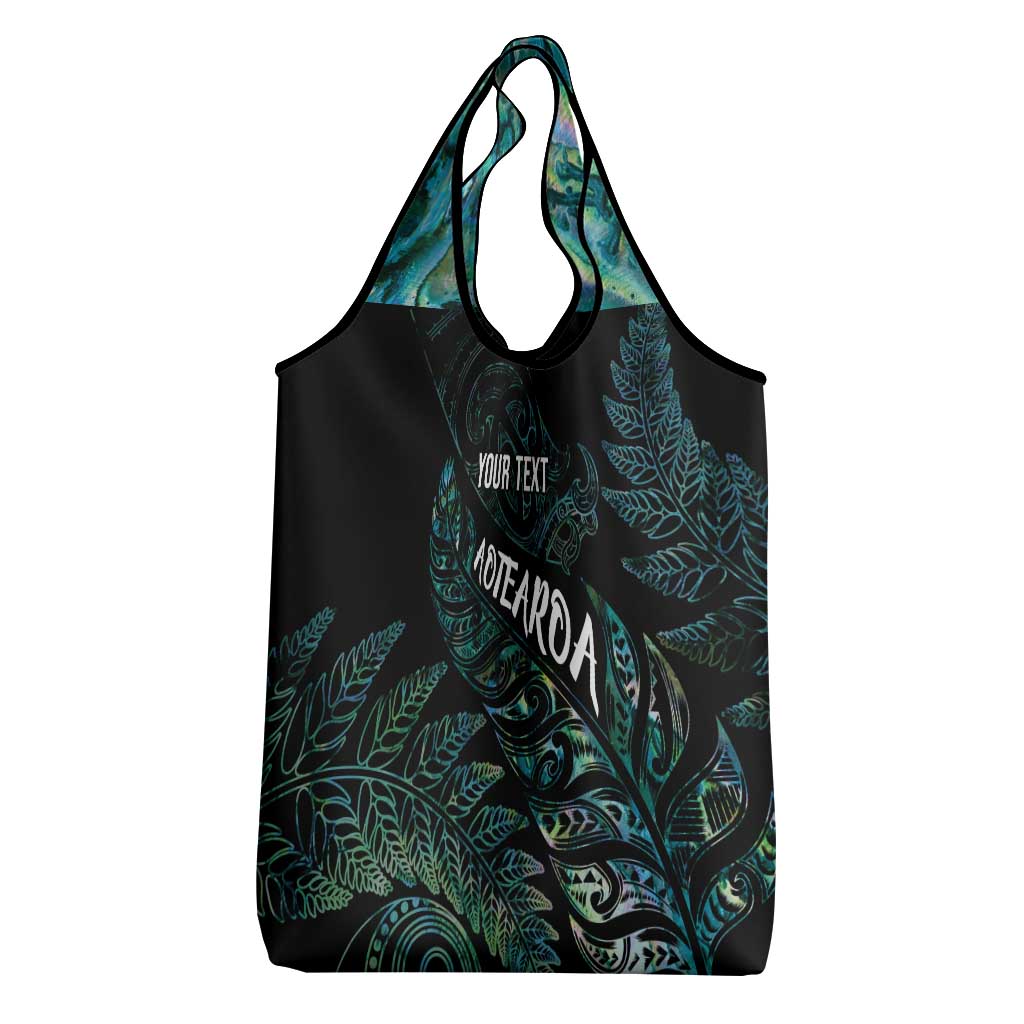 Aotearoa Personalized Lawn Bowls Maori Grocery Bag New Zealand Paua Shell Tribal Silver Fern - Polynesian Pride