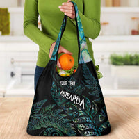 Aotearoa Personalized Lawn Bowls Maori Grocery Bag New Zealand Paua Shell Tribal Silver Fern - Polynesian Pride