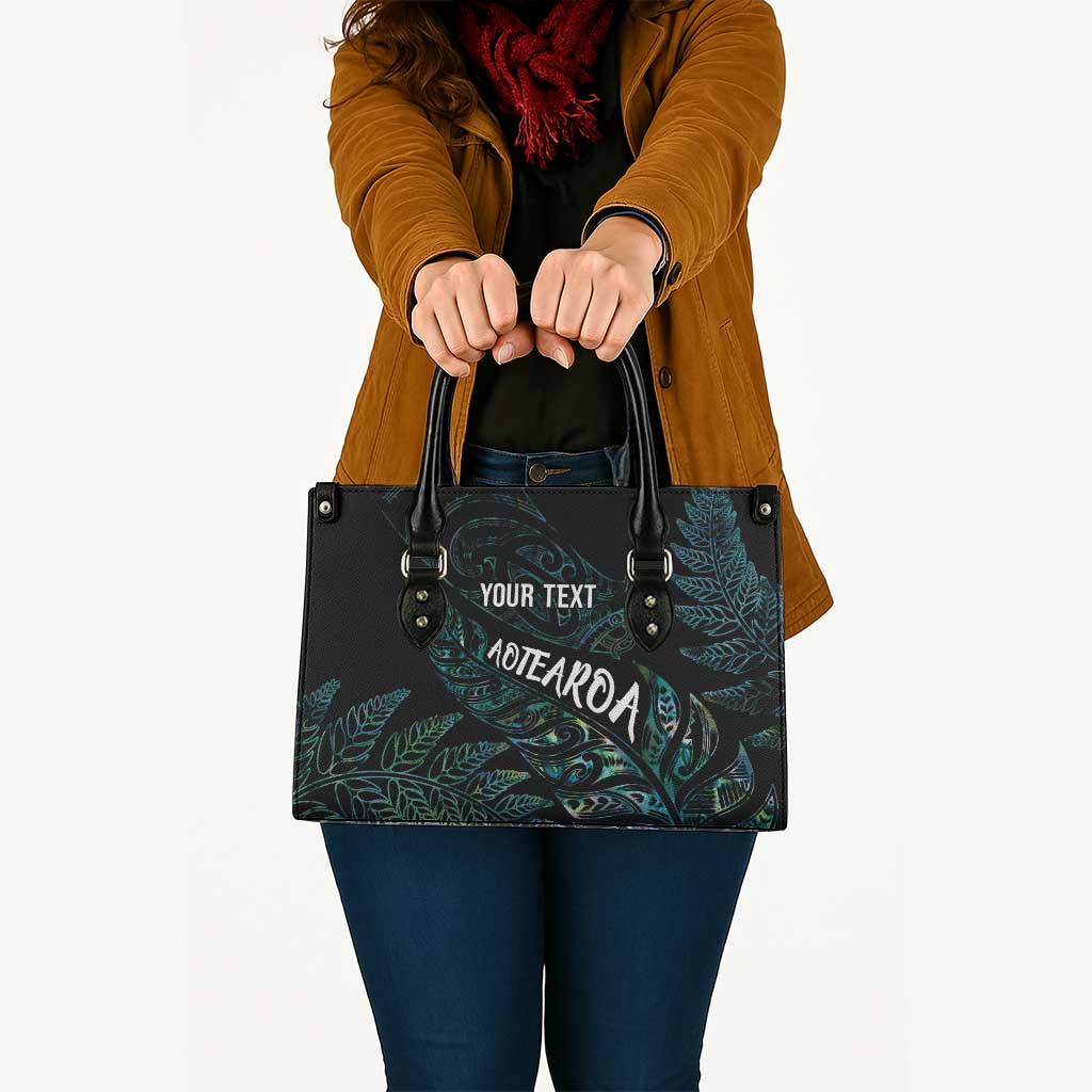 Aotearoa Personalized Lawn Bowls Maori Leather Bag New Zealand Paua Shell Tribal Silver Fern - Polynesian Pride