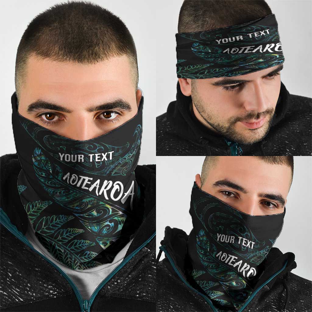 Aotearoa Personalized Lawn Bowls Maori Neck Gaiter New Zealand Paua Shell Tribal Silver Fern - Polynesian Pride