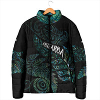 Aotearoa Personalized Lawn Bowls Maori Padded Jacket New Zealand Paua Shell Tribal Silver Fern - Polynesian Pride