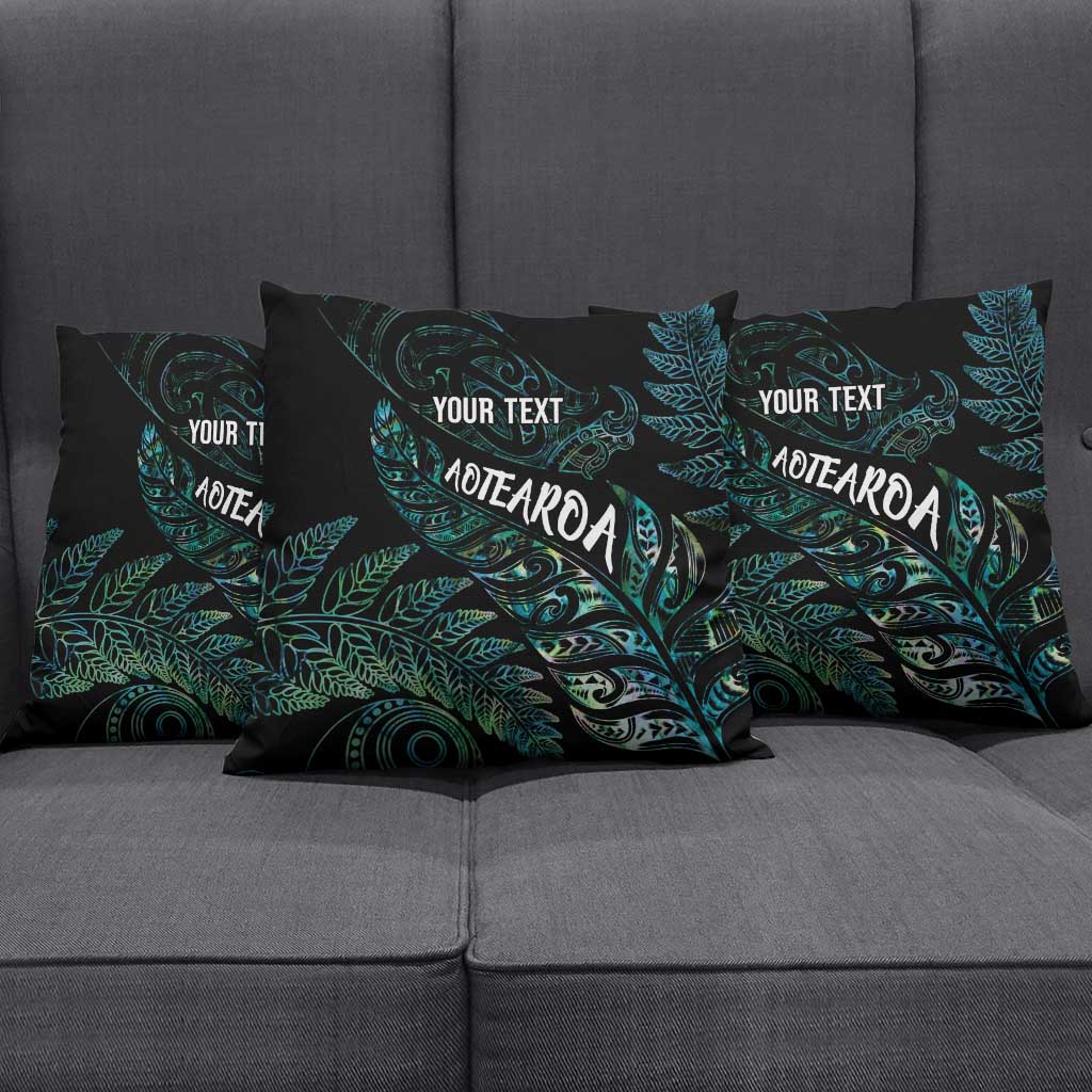 Aotearoa Personalized Lawn Bowls Maori Pillow Cover New Zealand Paua Shell Tribal Silver Fern - Polynesian Pride