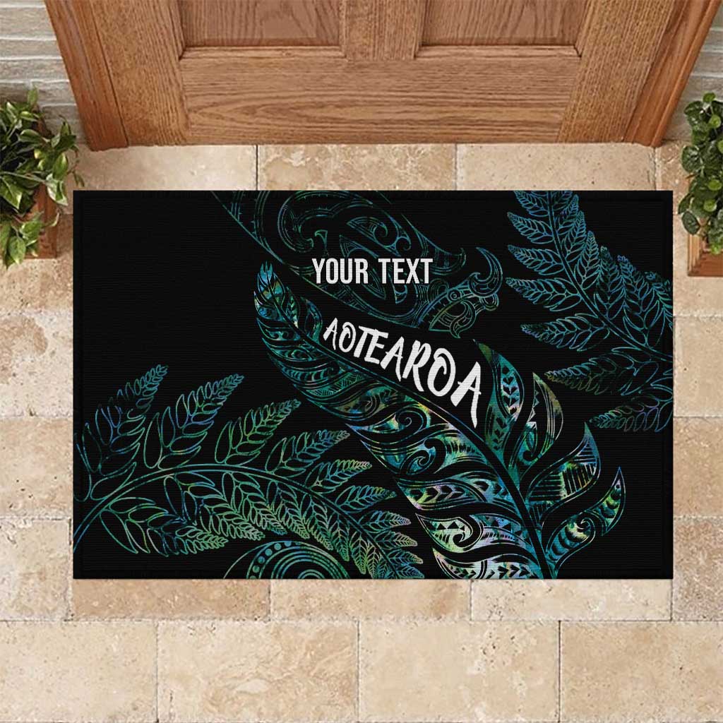 Aotearoa Personalized Lawn Bowls Maori Rubber Doormat New Zealand Paua Shell Tribal Silver Fern - Polynesian Pride
