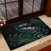Aotearoa Personalized Lawn Bowls Maori Rubber Doormat New Zealand Paua Shell Tribal Silver Fern - Polynesian Pride