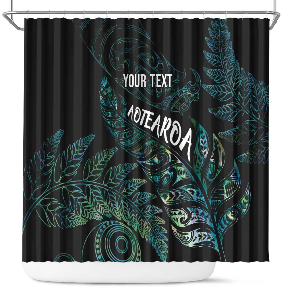 Aotearoa Personalized Lawn Bowls Maori Shower Curtain New Zealand Paua Shell Tribal Silver Fern - Polynesian Pride
