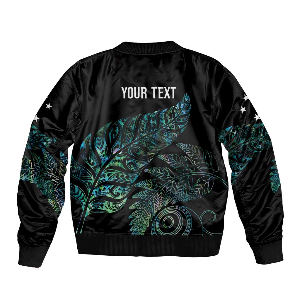 Aotearoa Personalized Lawn Bowls Maori Sleeve Zip Bomber Jacket New Zealand Paua Shell Tribal Silver Fern - Polynesian Pride