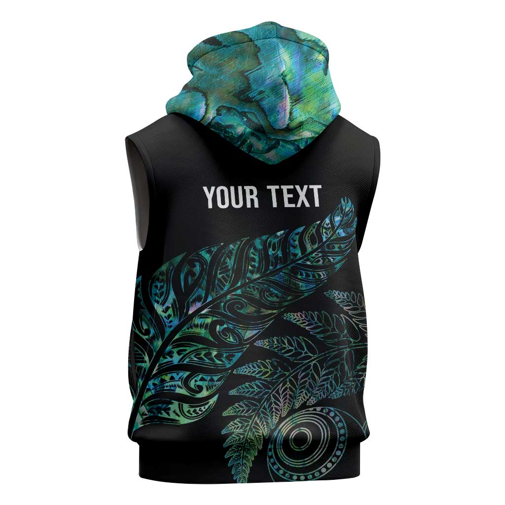 Aotearoa Personalized Lawn Bowls Maori Sleeveless Zip Hoodie New Zealand Paua Shell Tribal Silver Fern LT7 - Polynesian Pride