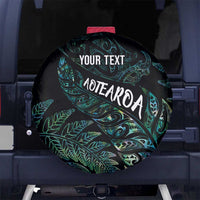 Aotearoa Personalized Lawn Bowls Maori Spare Tire Cover New Zealand Paua Shell Tribal Silver Fern - Polynesian Pride