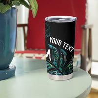 Aotearoa Personalized Lawn Bowls Maori Tumbler Cup New Zealand Paua Shell Tribal Silver Fern - Polynesian Pride