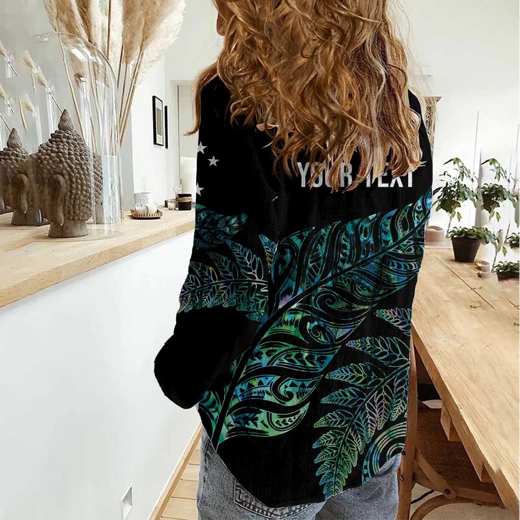 Aotearoa Personalized Lawn Bowls Maori Women Casual Shirt New Zealand Paua Shell Tribal Silver Fern - Polynesian Pride