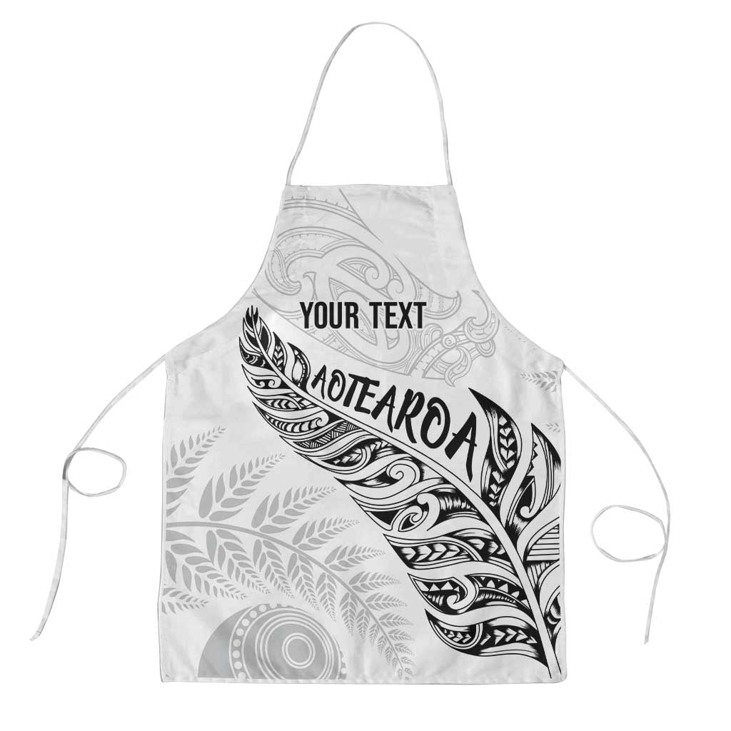 Aotearoa Personalized Lawn Bowls Maori Apron New Zealand White Tribal Silver Fern - Polynesian Pride
