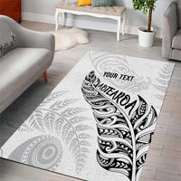 Aotearoa Personalized Lawn Bowls Maori Area Rug New Zealand White Tribal Silver Fern - Polynesian Pride