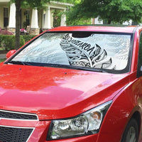 Aotearoa Personalized Lawn Bowls Maori Auto Sun Shade New Zealand White Tribal Silver Fern - Polynesian Pride