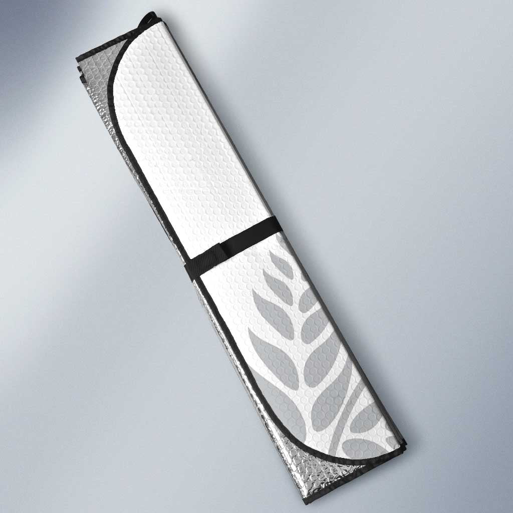 Aotearoa Personalized Lawn Bowls Maori Auto Sun Shade New Zealand White Tribal Silver Fern - Polynesian Pride