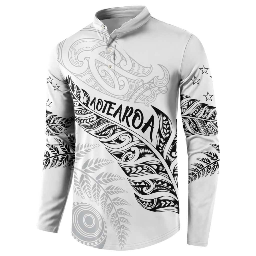 Aotearoa Personalized Lawn Bowls Maori Button Sweatshirt New Zealand White Tribal Silver Fern - Polynesian Pride