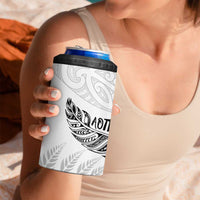 Aotearoa Personalized Lawn Bowls Maori 4 in 1 Can Cooler Tumbler New Zealand White Tribal Silver Fern - Polynesian Pride