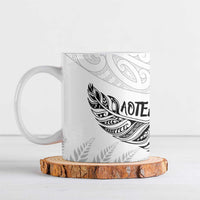 Aotearoa Personalized Lawn Bowls Maori Ceramic Mug New Zealand White Tribal Silver Fern - Polynesian Pride