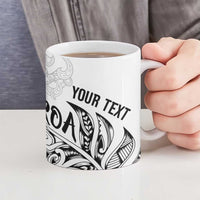 Aotearoa Personalized Lawn Bowls Maori Ceramic Mug New Zealand White Tribal Silver Fern - Polynesian Pride