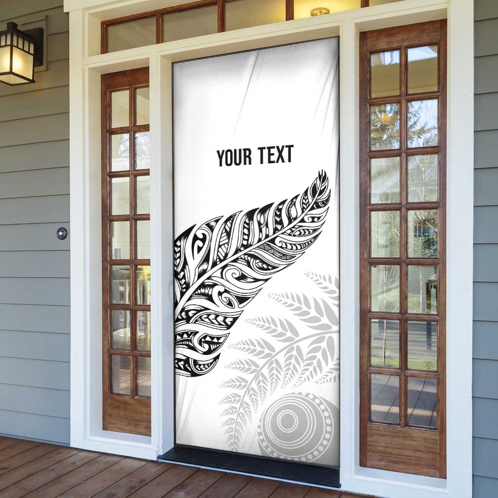 Aotearoa Personalized Lawn Bowls Maori Door Cover New Zealand White Tribal Silver Fern - Polynesian Pride