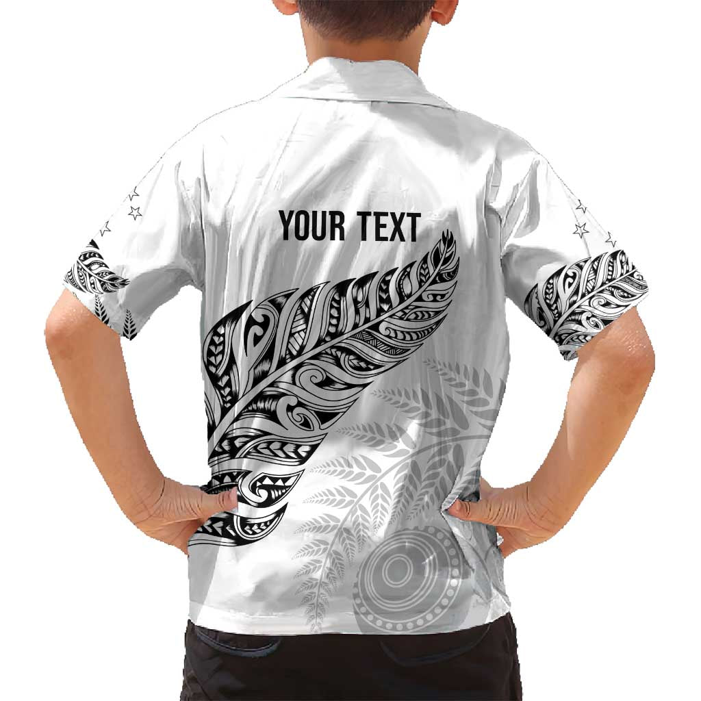 Aotearoa Personalized Lawn Bowls Maori Family Matching Puletasi and Hawaiian Shirt New Zealand White Tribal Silver Fern - Polynesian Pride