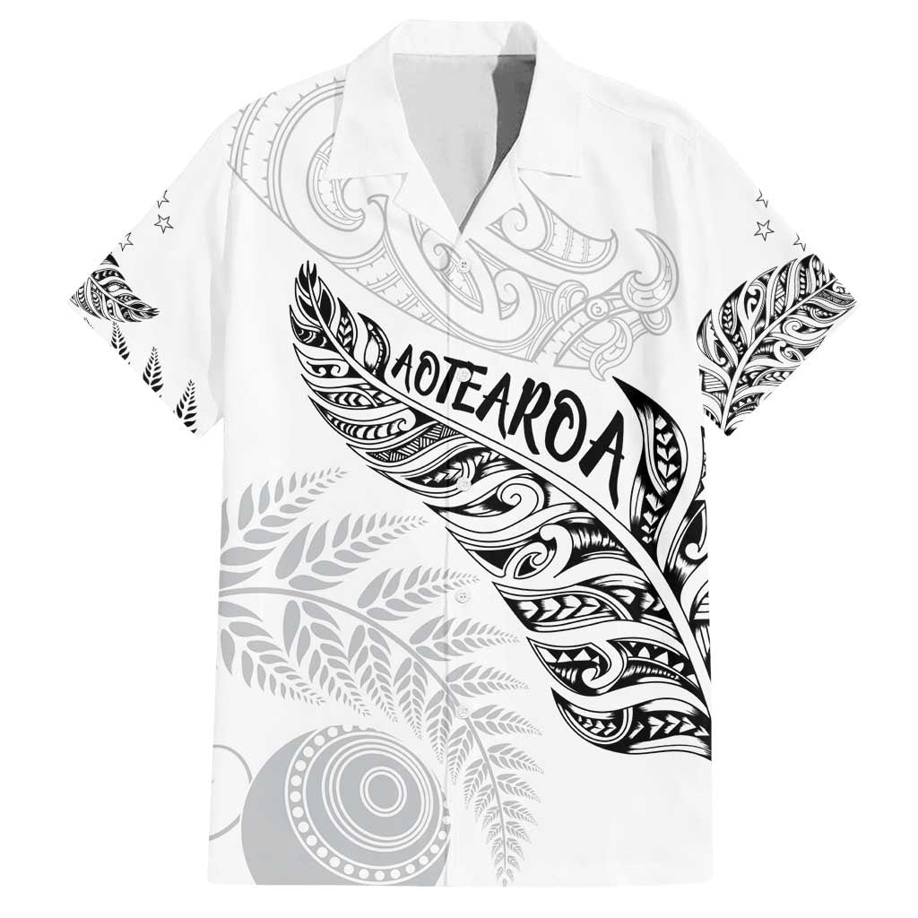 Aotearoa Personalized Lawn Bowls Maori Family Matching Puletasi and Hawaiian Shirt New Zealand White Tribal Silver Fern - Polynesian Pride