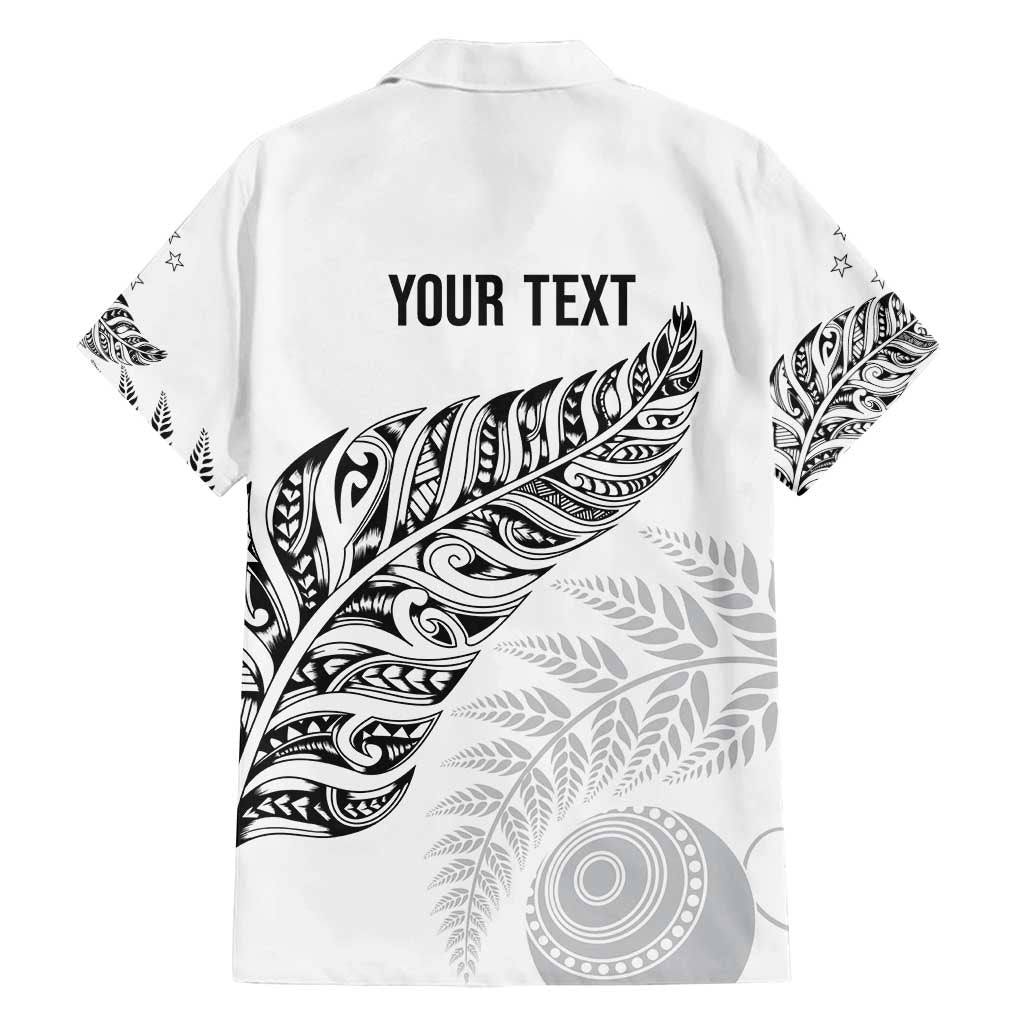 Aotearoa Personalized Lawn Bowls Maori Family Matching Puletasi and Hawaiian Shirt New Zealand White Tribal Silver Fern - Polynesian Pride