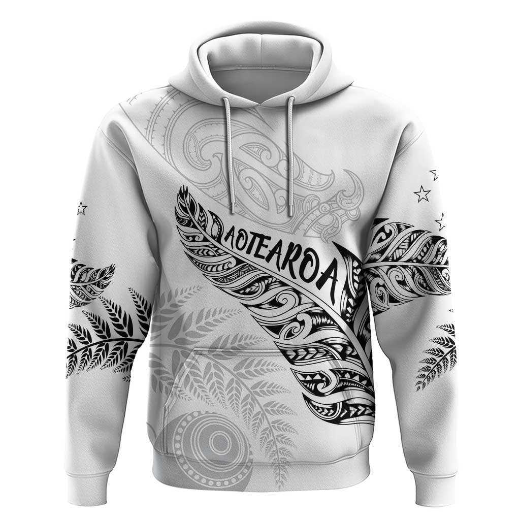 Aotearoa Personalized Lawn Bowls Maori Hoodie New Zealand White Tribal Silver Fern - Polynesian Pride