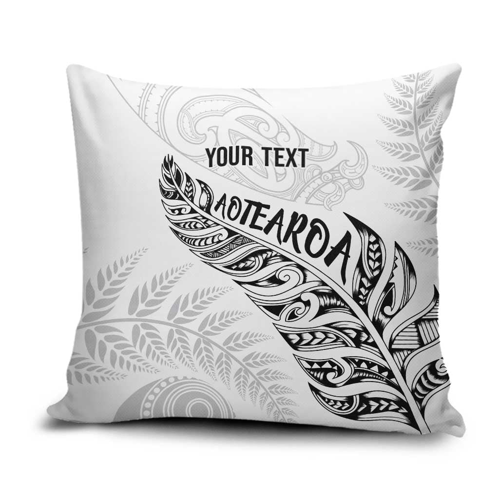 Aotearoa Personalized Lawn Bowls Maori Pillow Cover New Zealand White Tribal Silver Fern - Polynesian Pride
