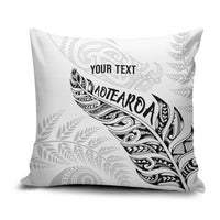 Aotearoa Personalized Lawn Bowls Maori Pillow Cover New Zealand White Tribal Silver Fern - Polynesian Pride