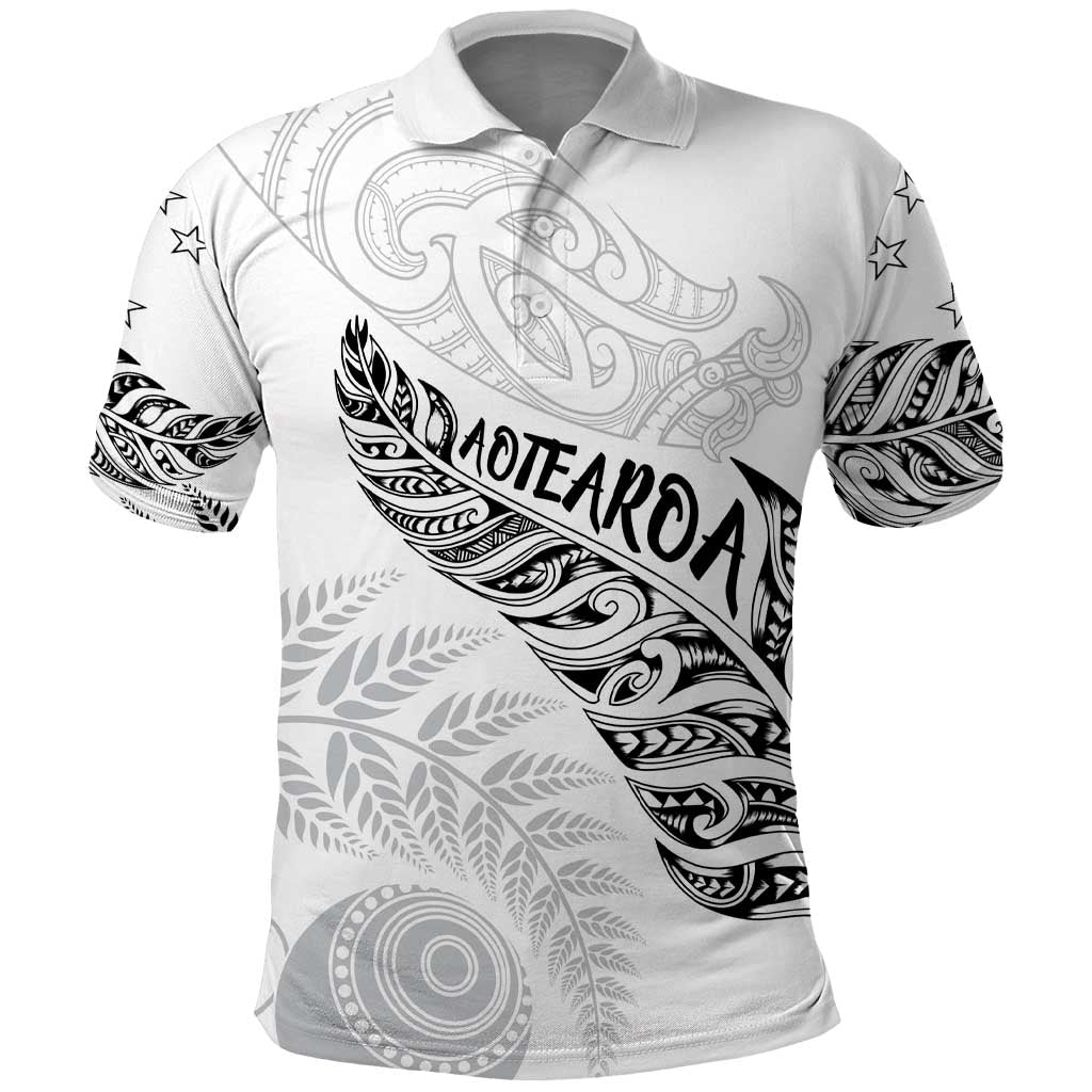 Aotearoa Personalized Lawn Bowls Maori Polo Shirt New Zealand White Tribal Silver Fern - Polynesian Pride