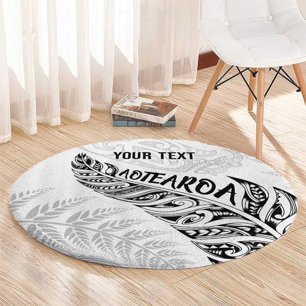Aotearoa Personalized Lawn Bowls Maori Round Carpet New Zealand White Tribal Silver Fern - Polynesian Pride