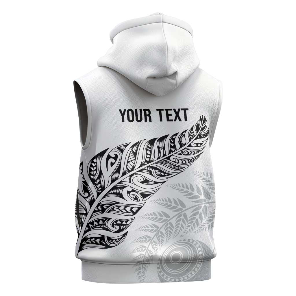 Aotearoa Personalized Lawn Bowls Maori Sleeveless Zip Hoodie New Zealand White Tribal Silver Fern LT7 - Polynesian Pride