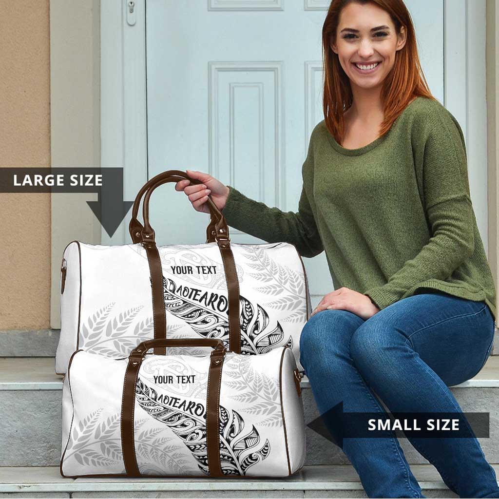 Aotearoa Personalized Lawn Bowls Maori Travel Bag New Zealand White Tribal Silver Fern - Polynesian Pride