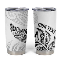 Aotearoa Personalized Lawn Bowls Maori Tumbler Cup New Zealand White Tribal Silver Fern - Polynesian Pride