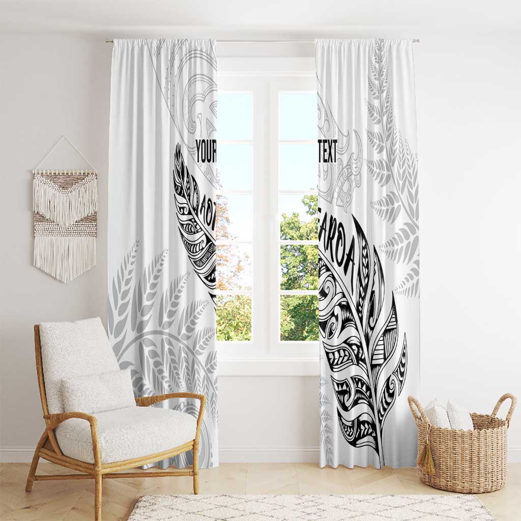 Aotearoa Personalized Lawn Bowls Maori Window Curtain New Zealand White Tribal Silver Fern - Polynesian Pride