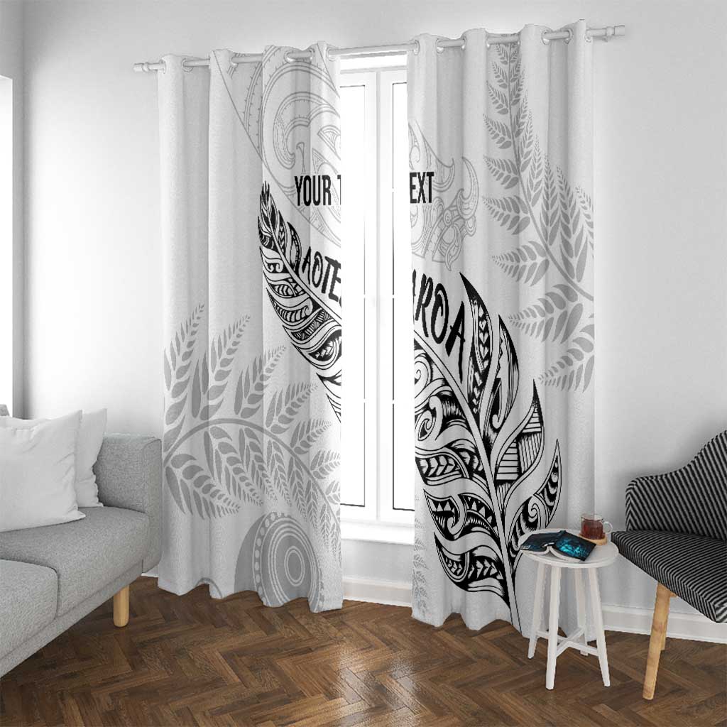 Aotearoa Personalized Lawn Bowls Maori Window Curtain New Zealand White Tribal Silver Fern - Polynesian Pride