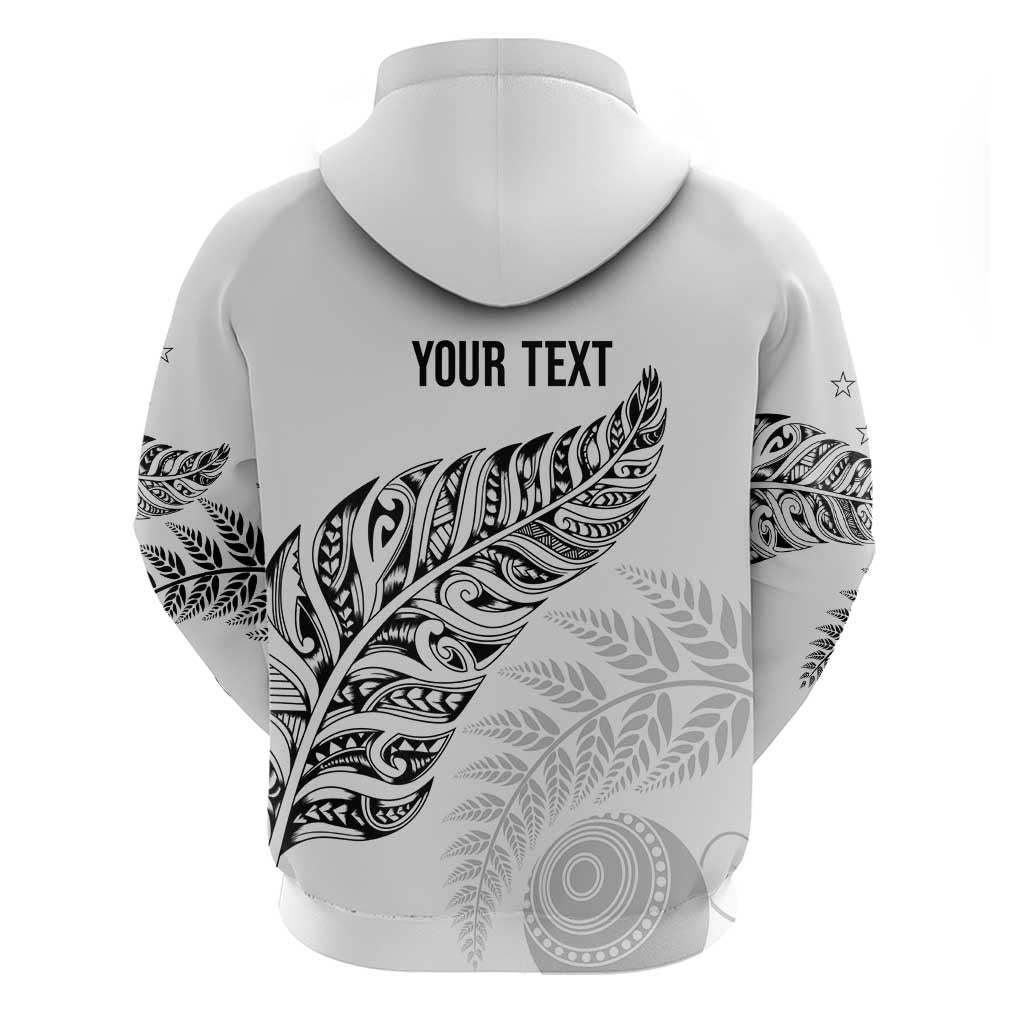 Aotearoa Personalized Lawn Bowls Maori Zip Hoodie New Zealand White Tribal Silver Fern - Polynesian Pride