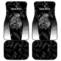 Personalised Maori Waitangi Car Mats New Zealand Silver Fern Mix Kowhai Flowers LT7 Black - Polynesian Pride