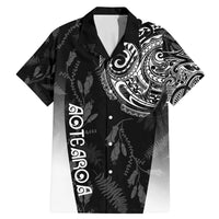 Personalised Maori Waitangi Family Matching Mermaid Dress and Hawaiian Shirt New Zealand Silver Fern Mix Kowhai Flowers LT7 Dad's Shirt - Short Sleeve Black - Polynesian Pride