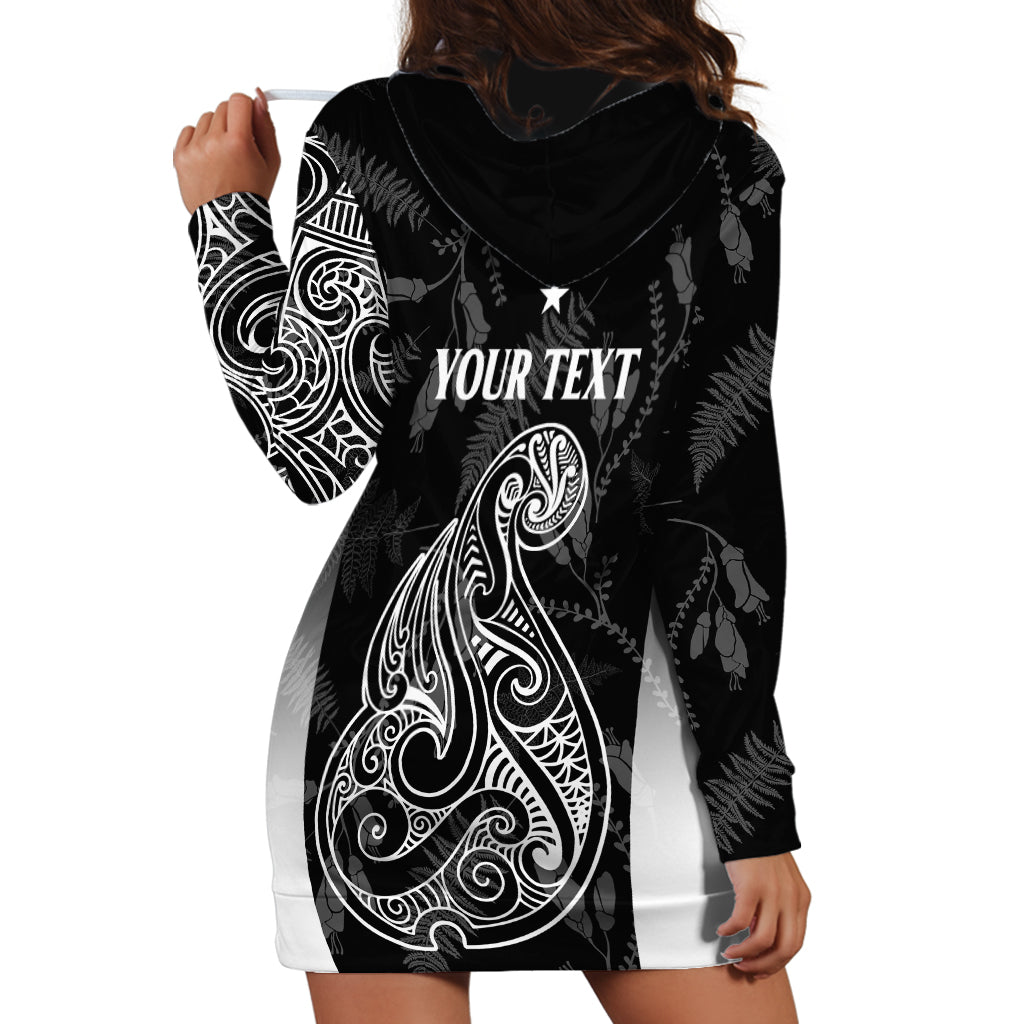 Personalised Maori Waitangi Hoodie Dress New Zealand Silver Fern Mix Kowhai Flowers LT7 - Polynesian Pride