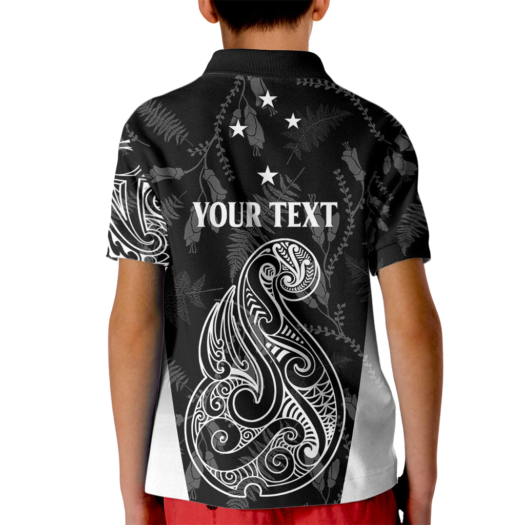 Personalised Maori Waitangi Kid Polo Shirt New Zealand Silver Fern Mix Kowhai Flowers LT7 - Polynesian Pride