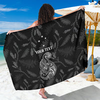 Personalised Maori Waitangi Sarong New Zealand Silver Fern Mix Kowhai Flowers LT7 One Size 44 x 66 inches Black - Polynesian Pride